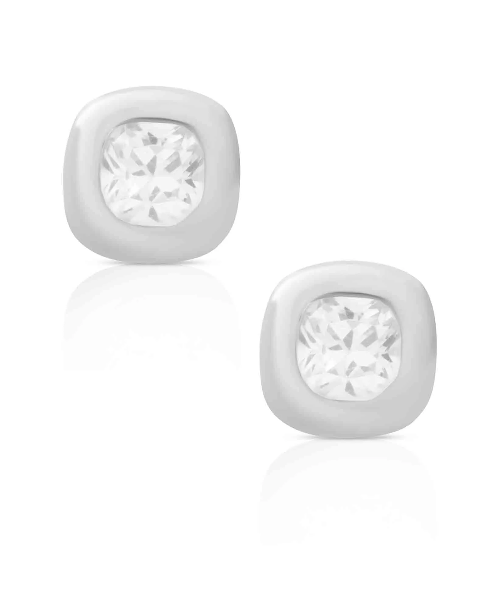 Cushion CZ Stud Earrings in Sterling Silver