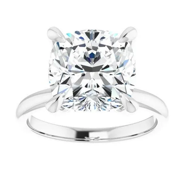 Cushion Moissanite Solitaire Engagement Ring