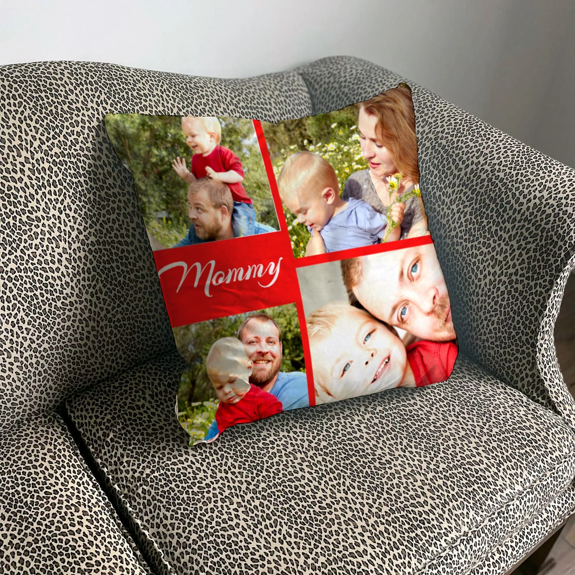 Custom Photo Collage Decorative Throw Pillow for Mom