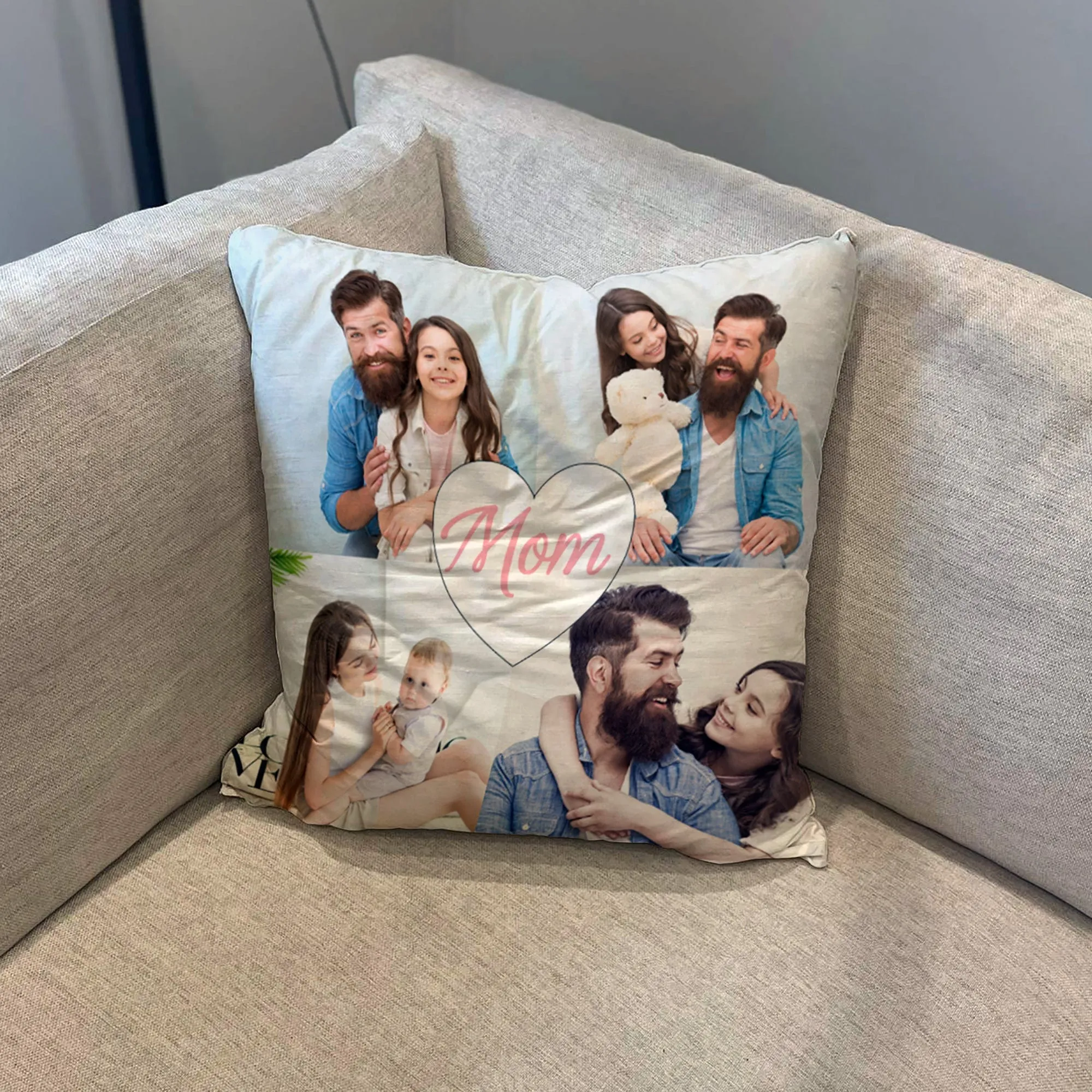 Custom Photo Collage Decorative Throw Pillow for Mom