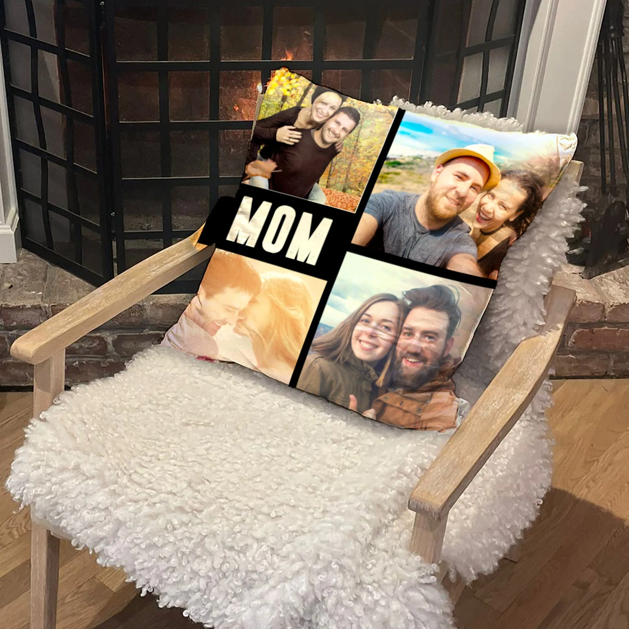 Custom Photo Collage Decorative Throw Pillow for Mom