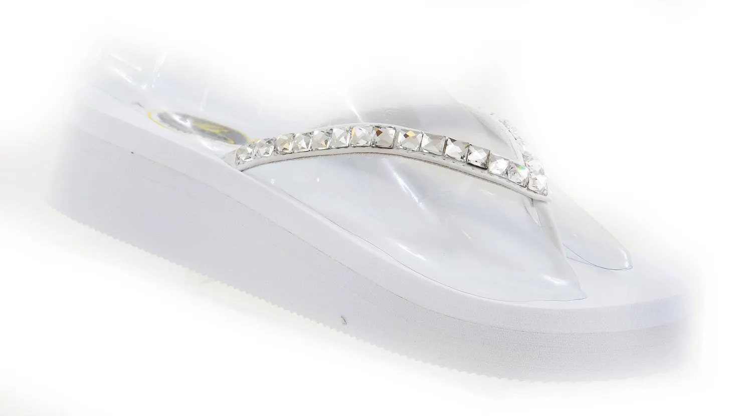 Diamond Rhinestone Bling Wedge Flip Flop Slide Platform Wedding Sandals