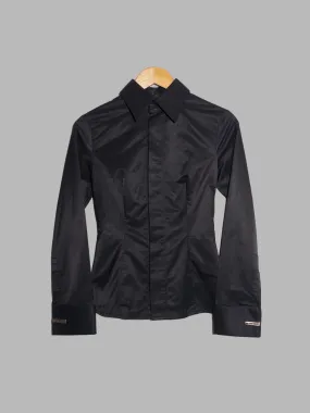 Dirk Bikkembergs 1990s sheeny black cotton nylon covered placket shirt - S