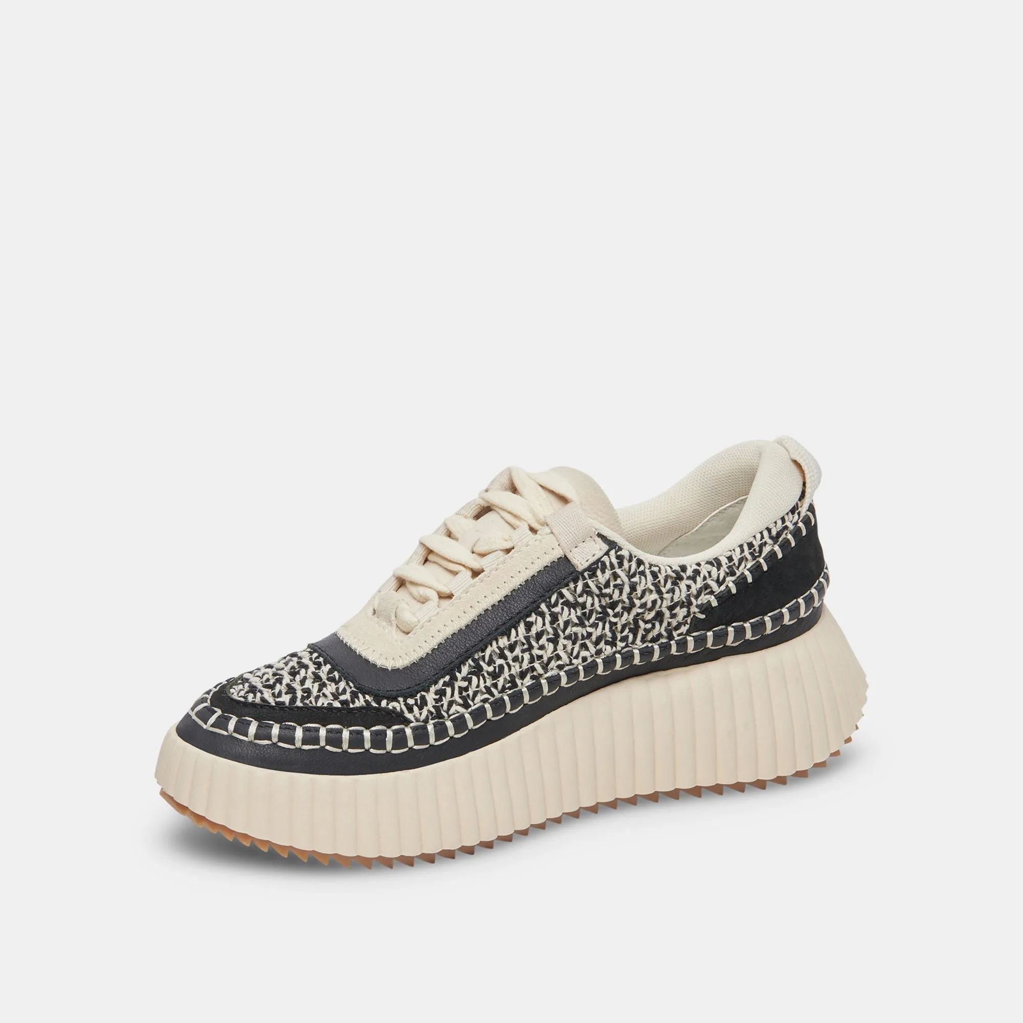 DOLEN SNEAKERS WHITE BLACK WOVEN - re:vita