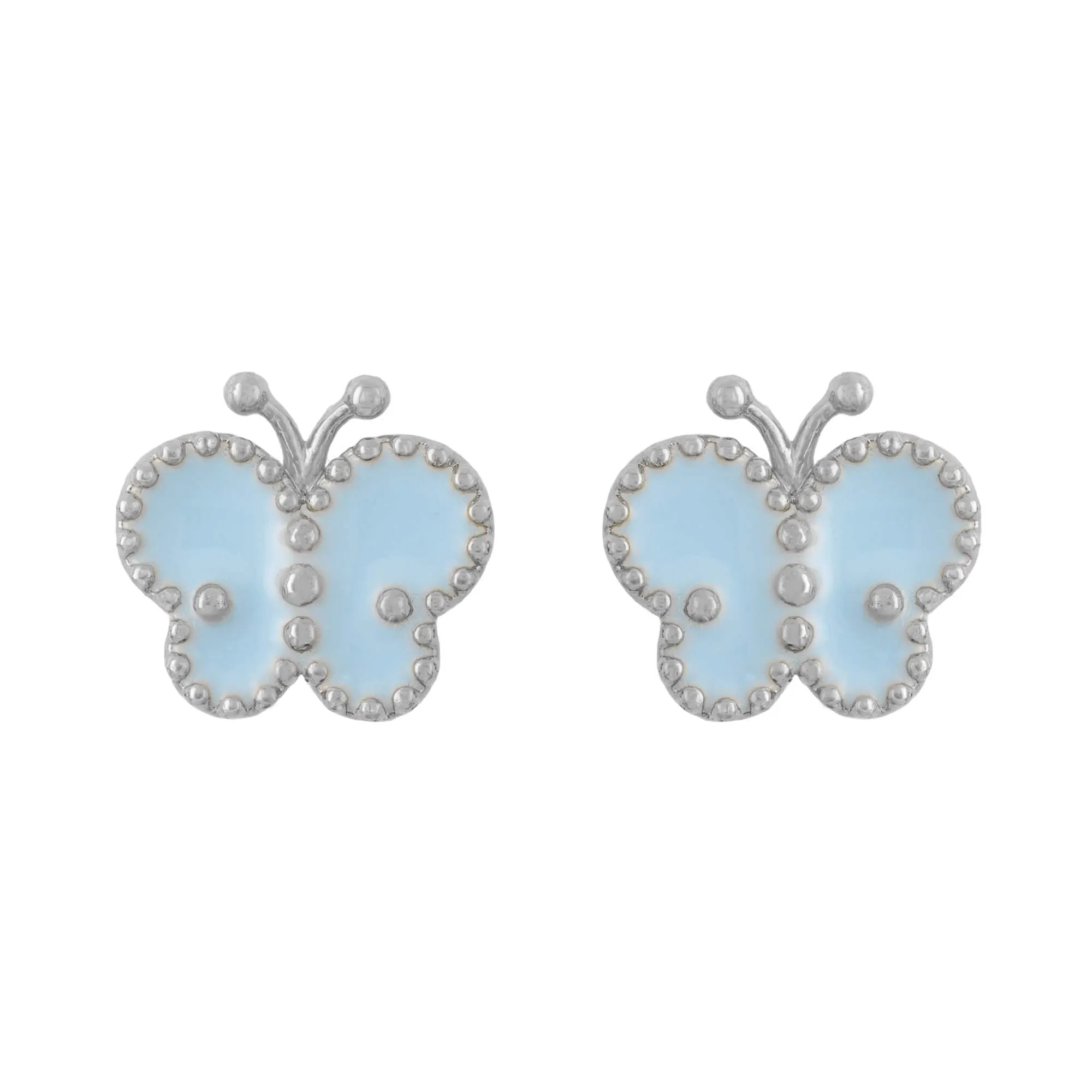 Earring Epoxy Butterfly Blue Silver