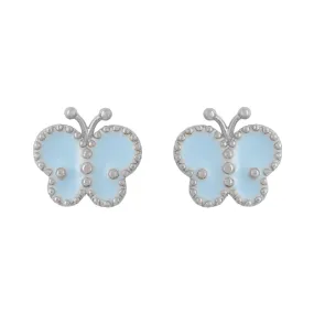 Earring Epoxy Butterfly Blue Silver