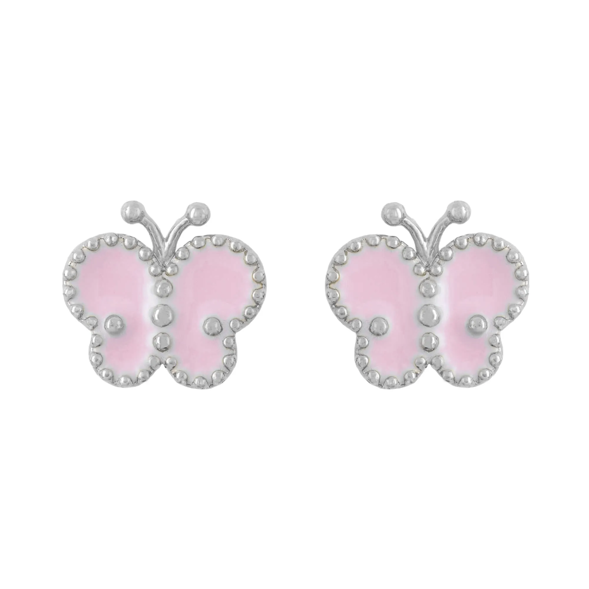 Earring Epoxy Butterly Pink Silver