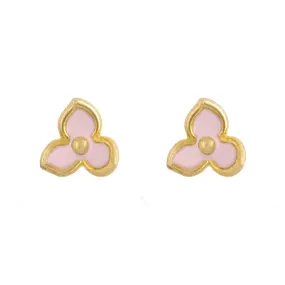 Earring Epoxy Three Petals Pink Gold