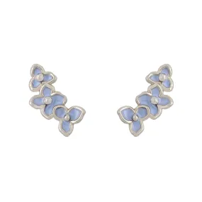 Earring Epoxy Three Petals Trio Blue Gold