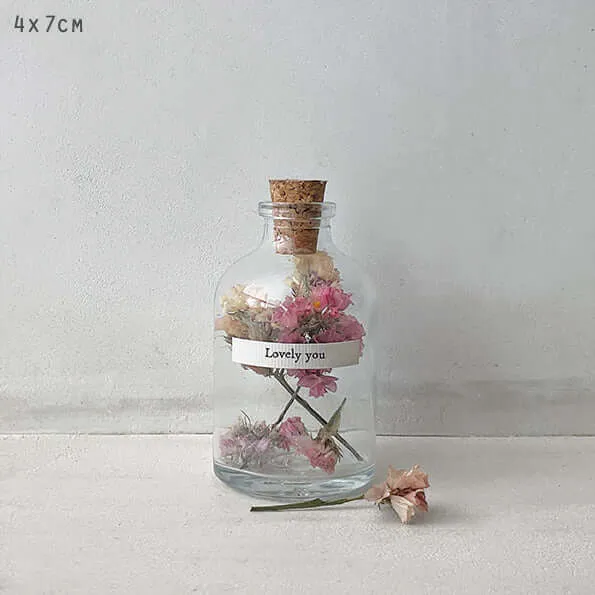 East of India -  Dried flowers in bottle 'Lovely you'