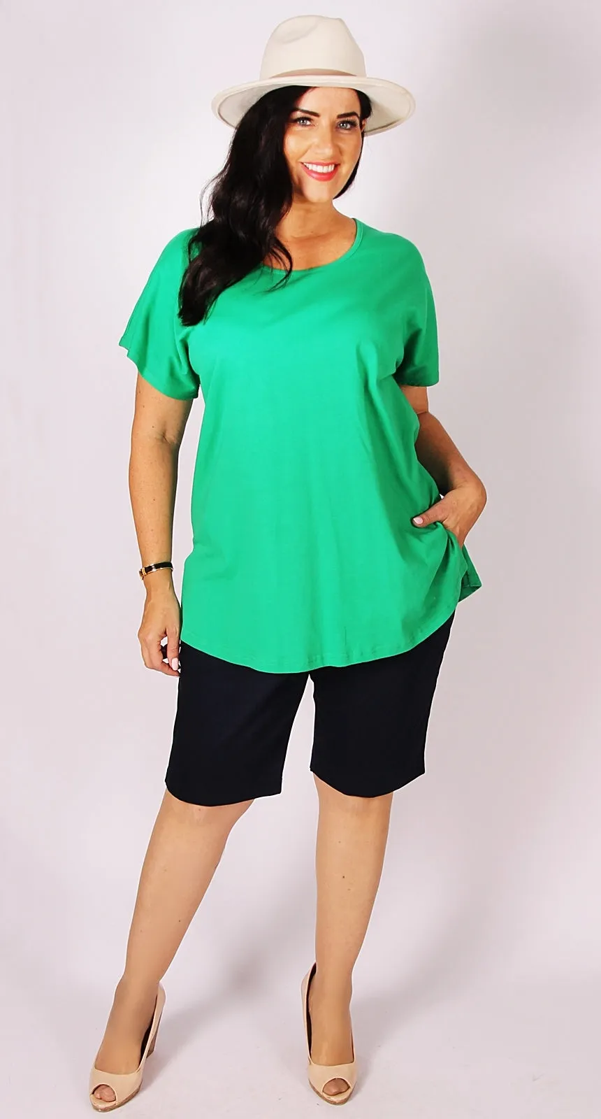 Easy Cotton Shell Top Kelly Green