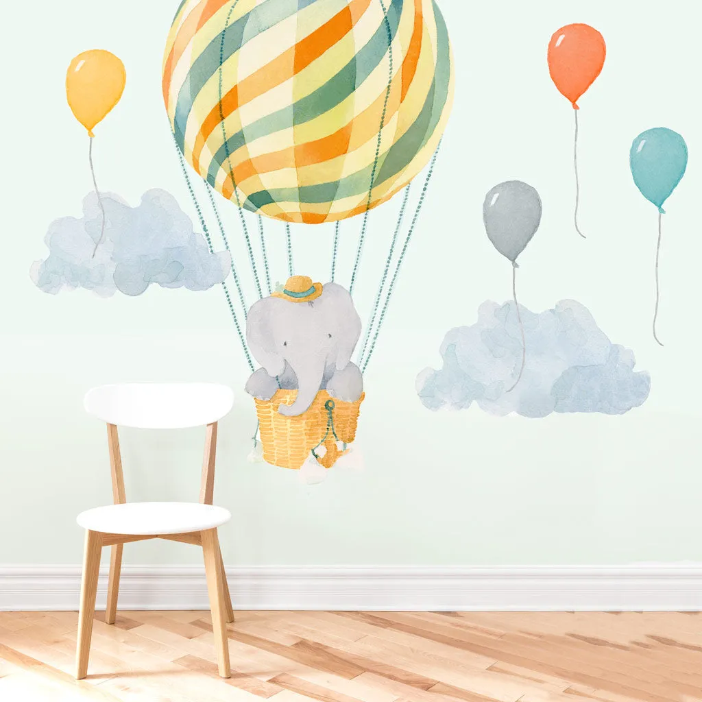 Elephant in Neutral Balloon Wall Decal Set - Large