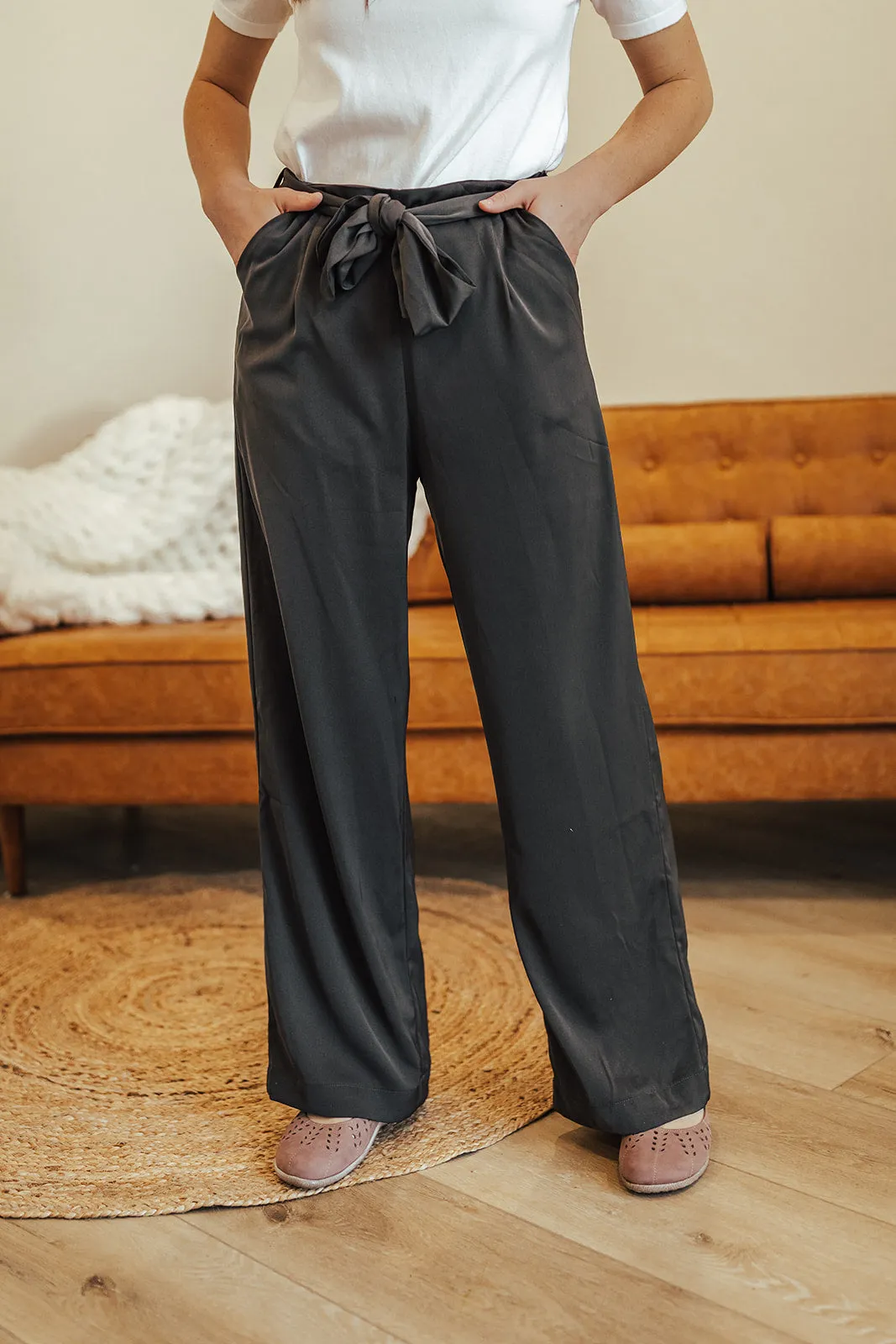 Emma High Waist Pants Two Charcoal