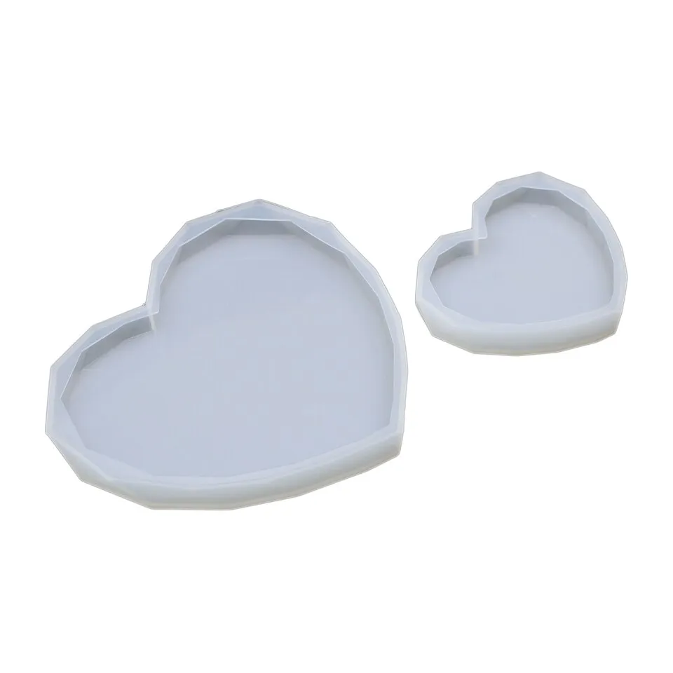 Faceted Heart Coaster Silicone Mold (2 sizes)