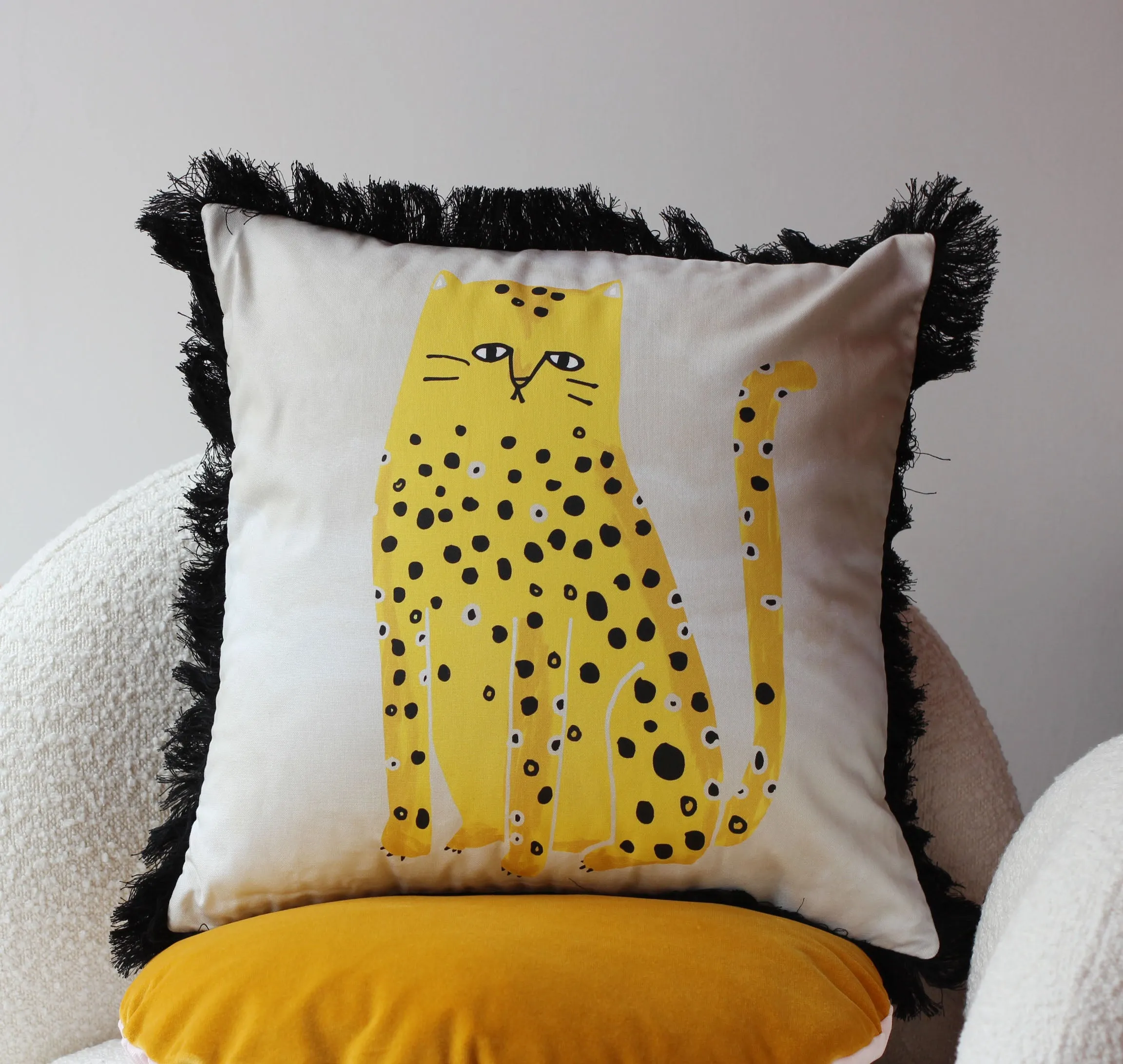 Fat Cat Yellow Cushion