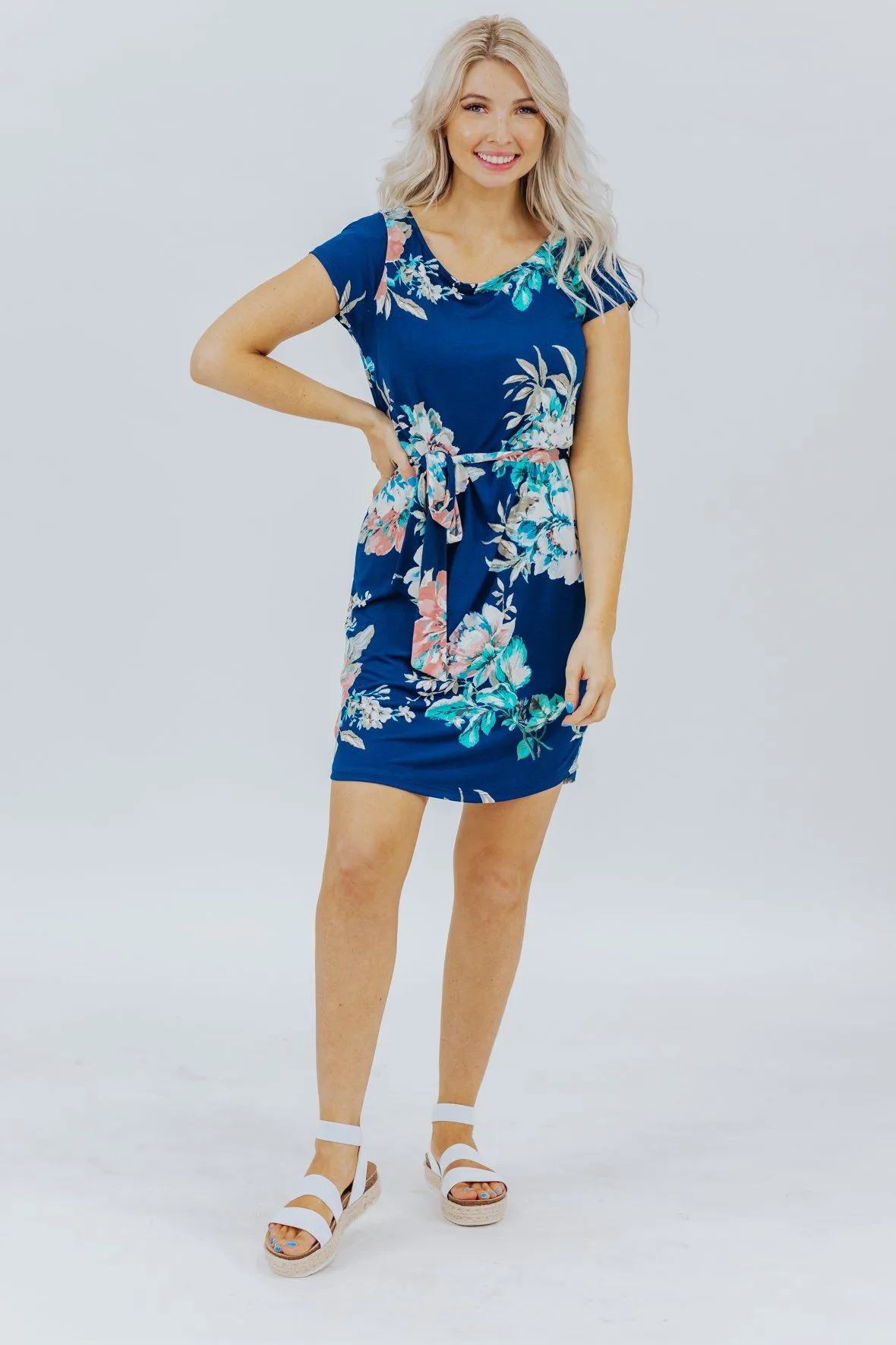 Feel The Flowers Dress In Navy