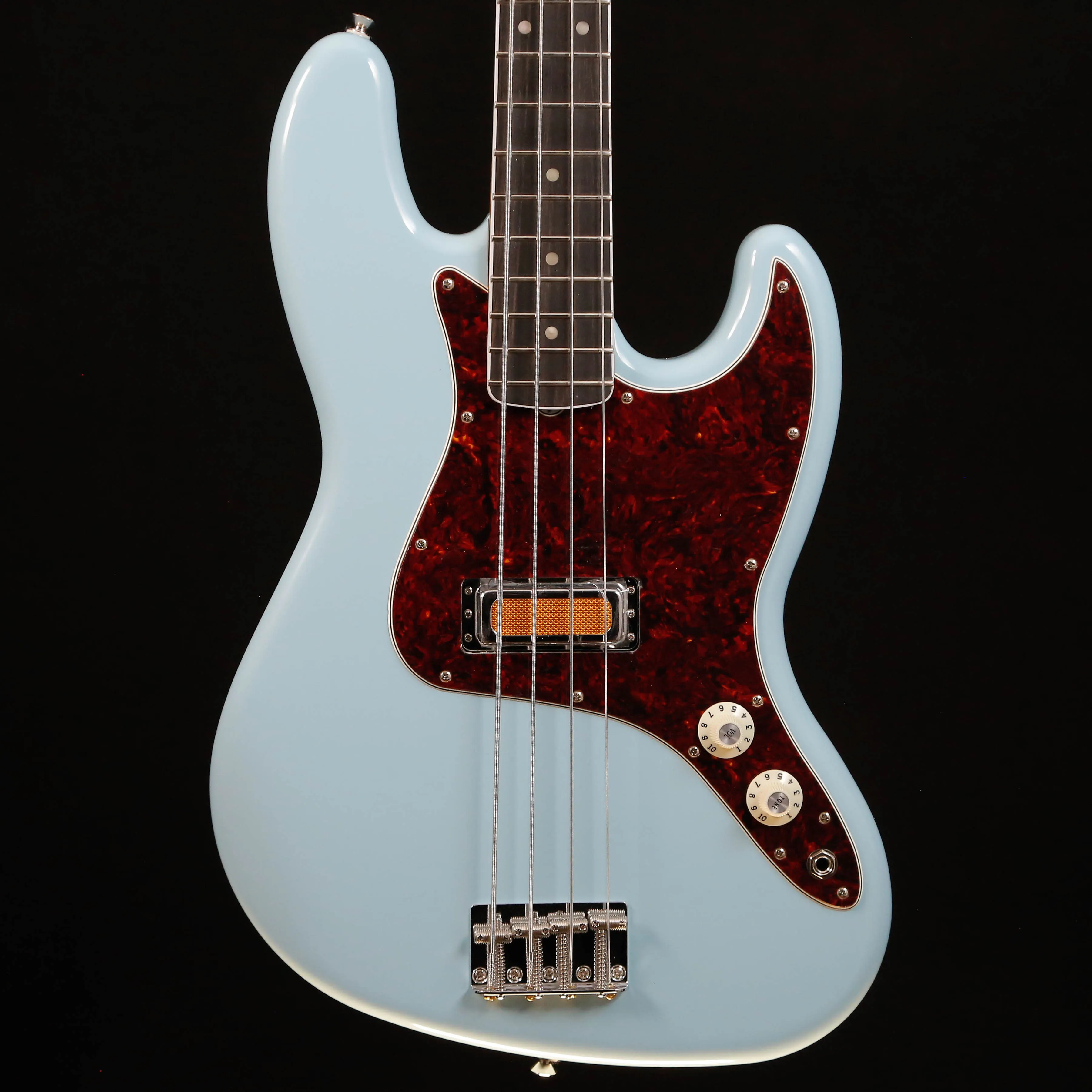 Fender Gold Foil Jazz Bass 4-string Bass, Sonic Blue