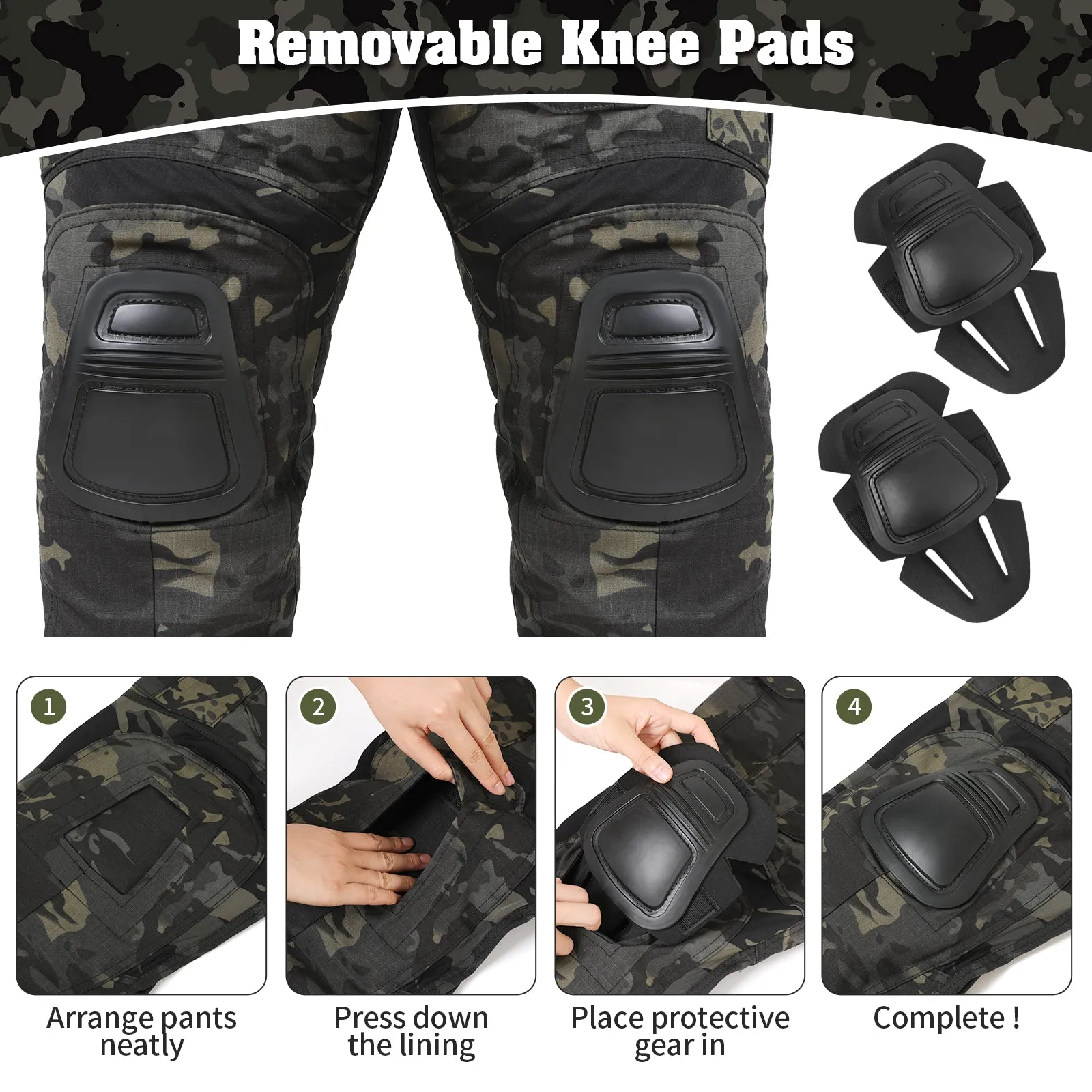 G3 Pro Combat Pants with Knee Pads Rip-Stop Tactical Pants Camouflage