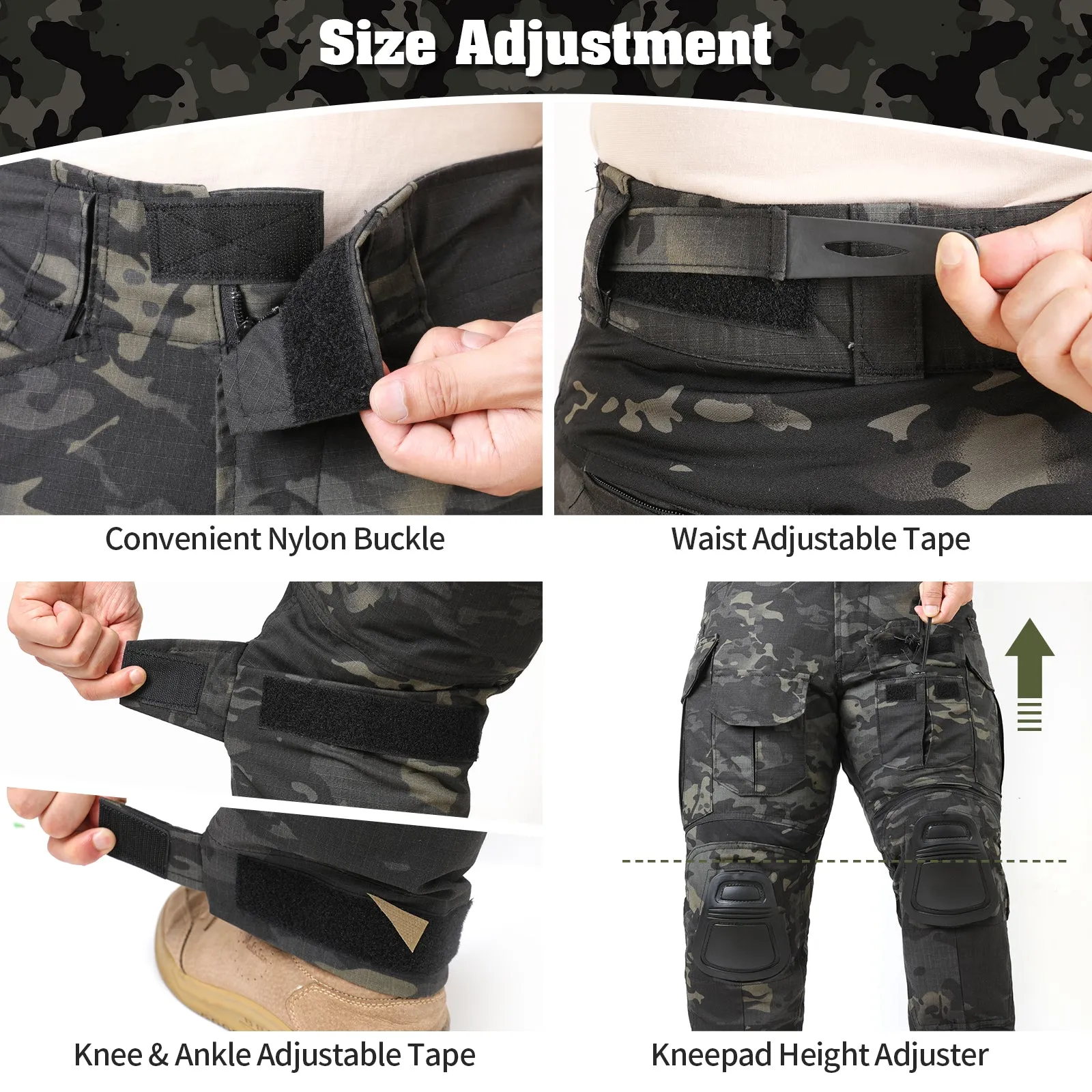 G3 Pro Combat Pants with Knee Pads Rip-Stop Tactical Pants Camouflage