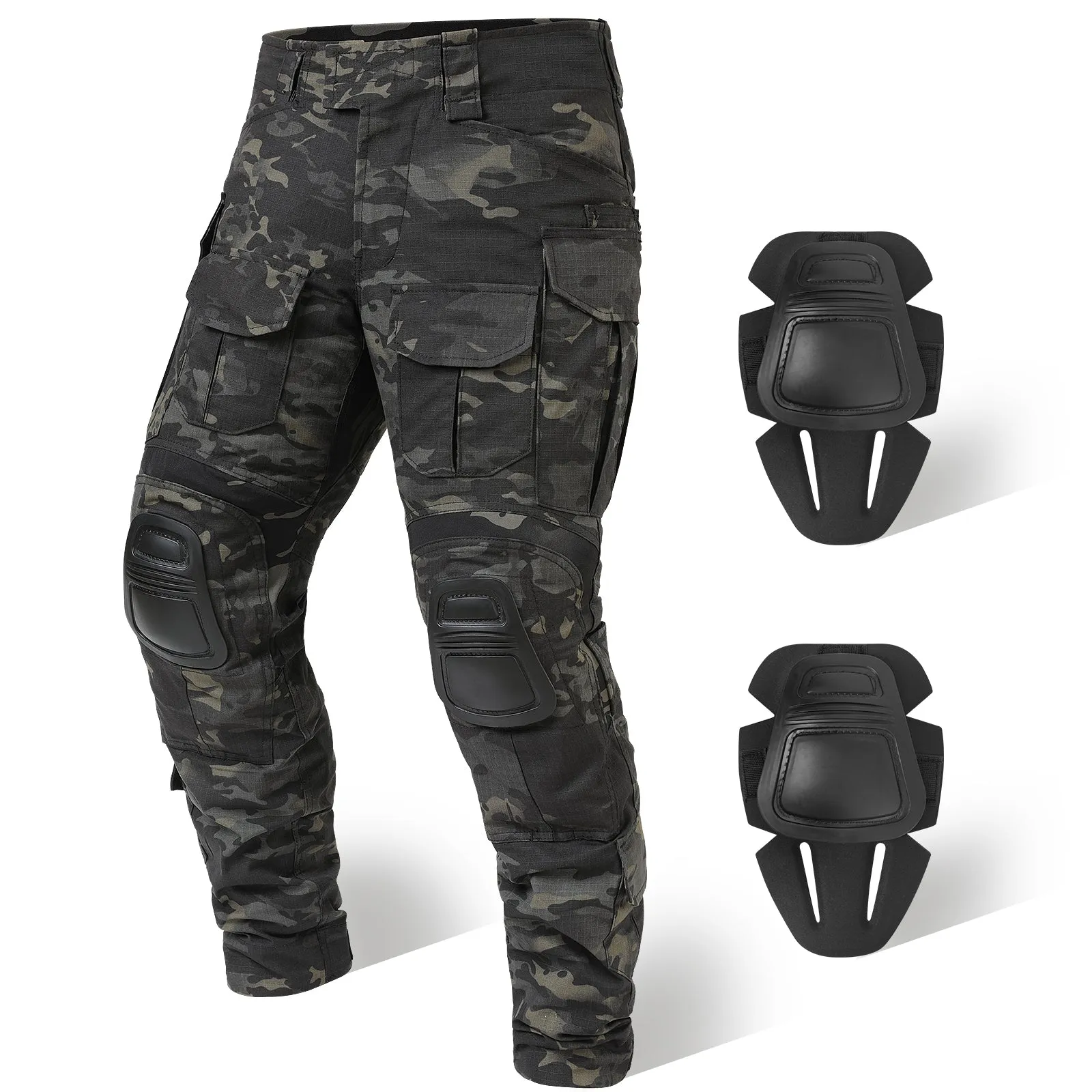 G3 Pro Combat Pants with Knee Pads Rip-Stop Tactical Pants Dark Camo