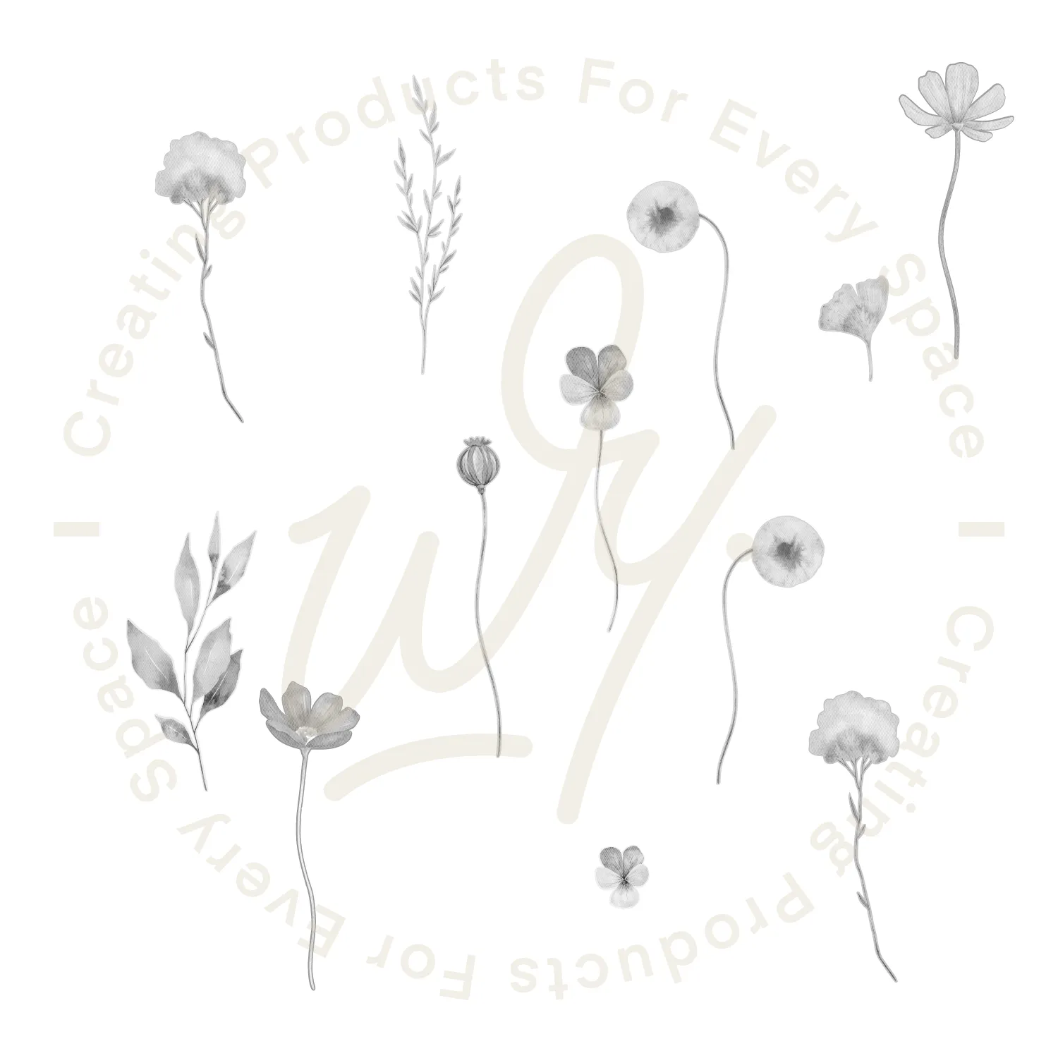 Gray Garden Wall Decal Set