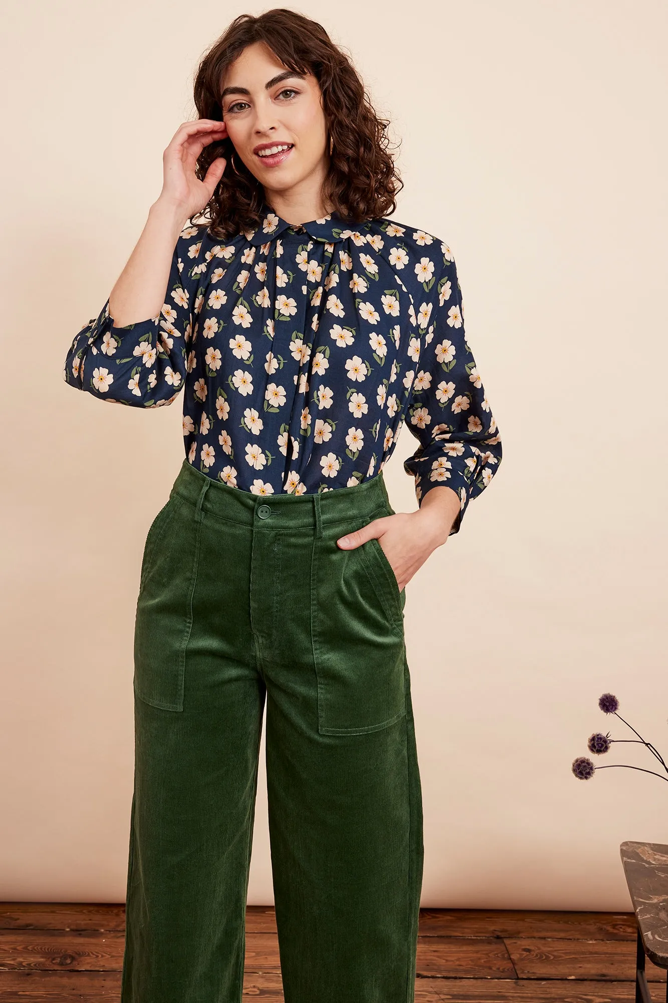 Gwen Navy Floral Blouse