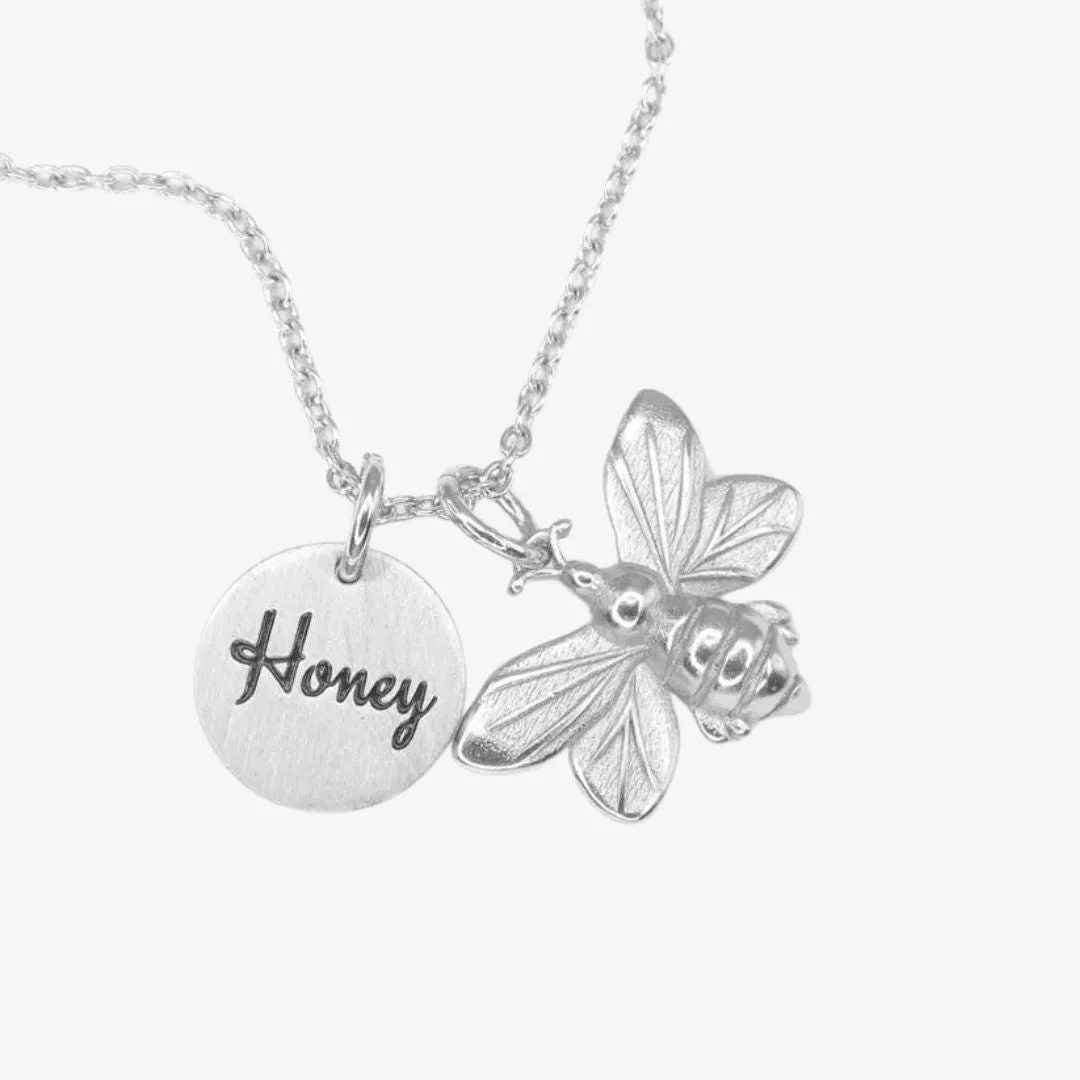 Honey Bee Necklace Silver