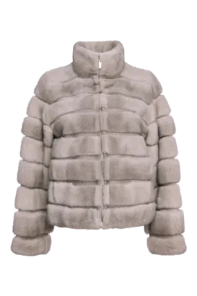 Horizontal Zip-Up Natural Sapphire Mink Fur Jacket