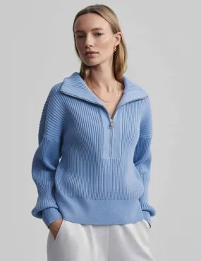 Janie Half Zip Knit - Ashley Blue