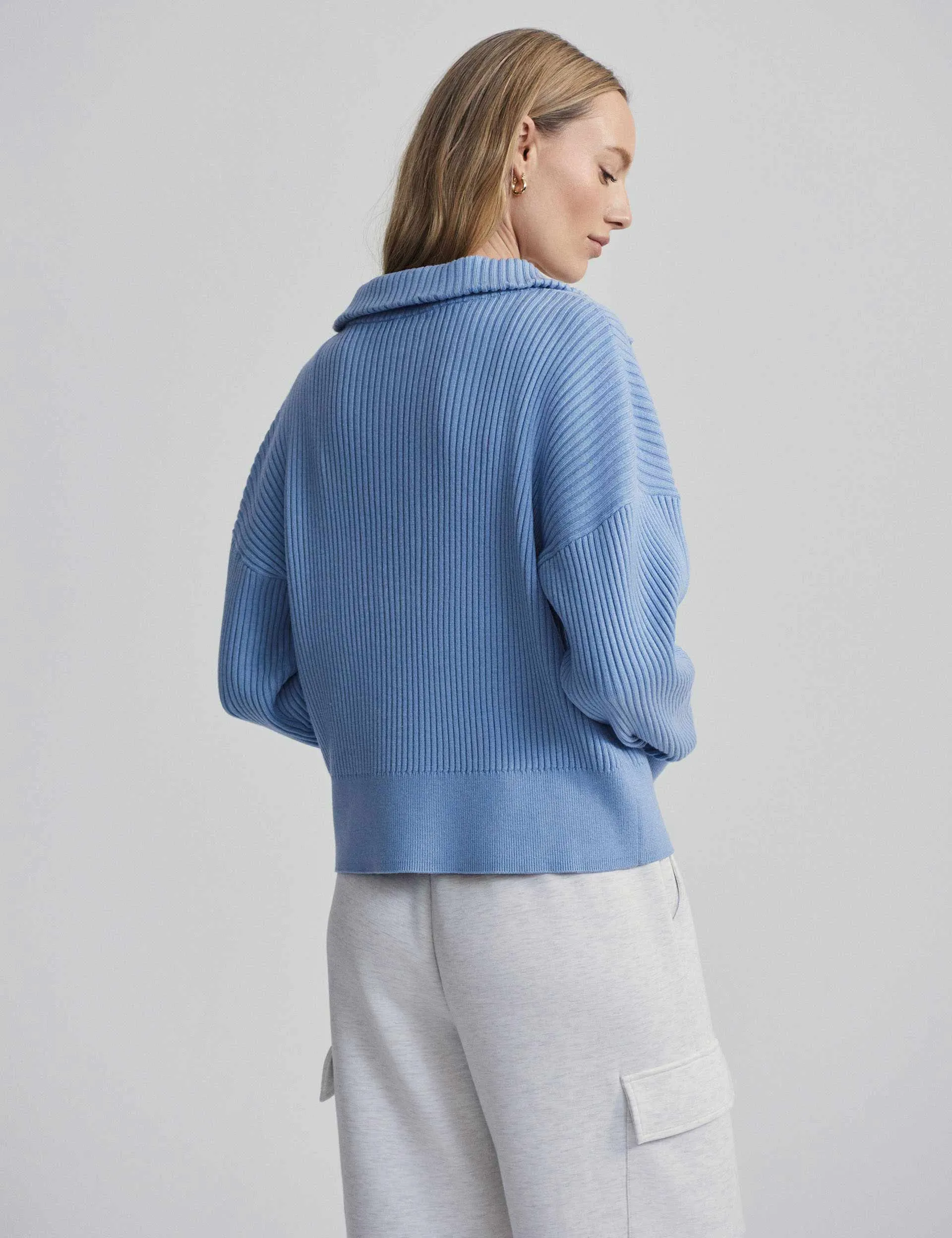 Janie Half Zip Knit - Ashley Blue