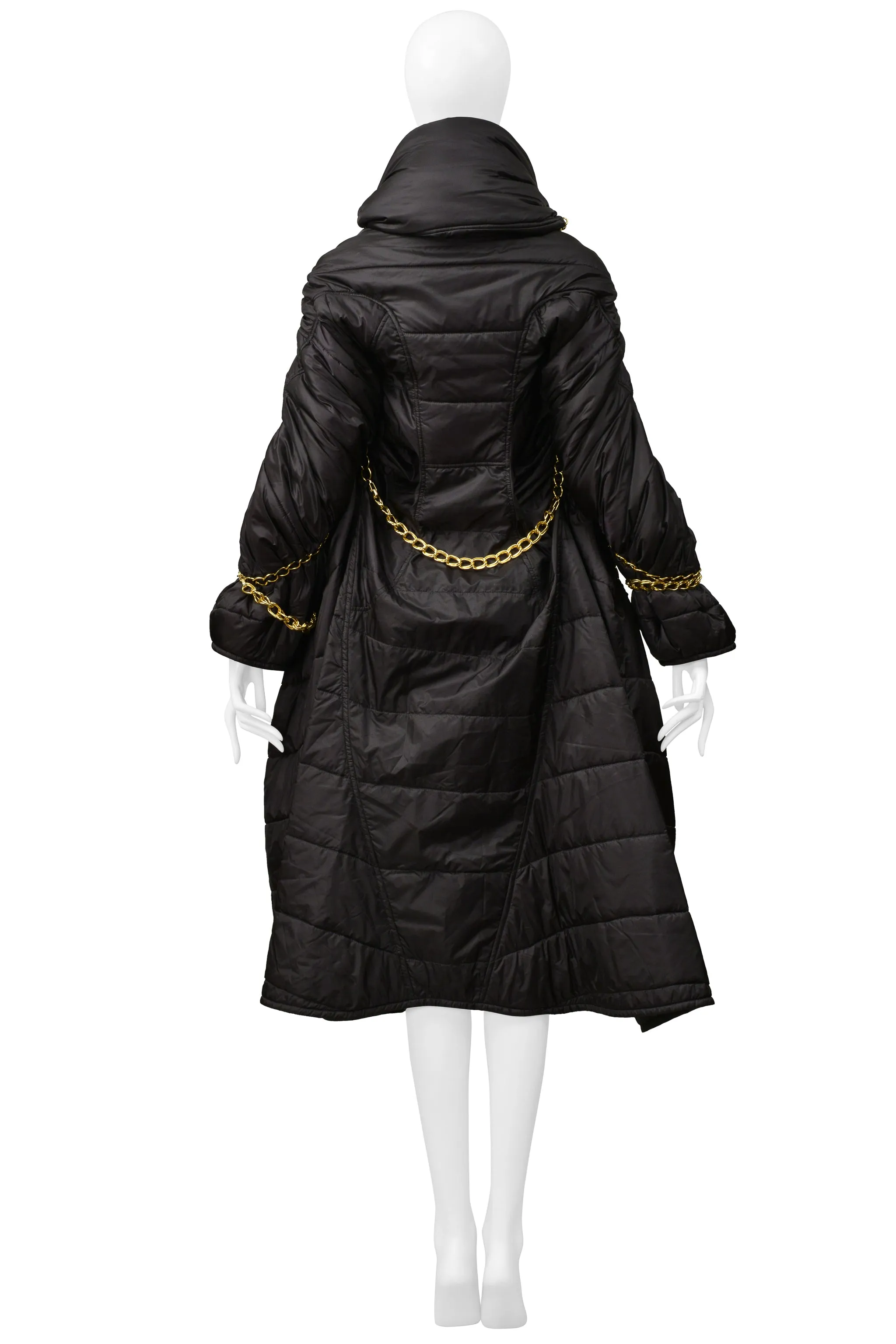 JUNYA WATANABE BLACK PUFFER COAT WITH GOLD CHAINS & HOOD 2009