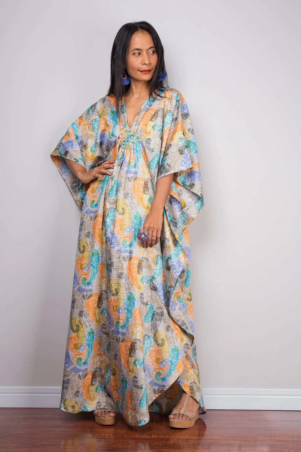 Kaftan, Paisley dress, Loose fit dress, Maxi dress