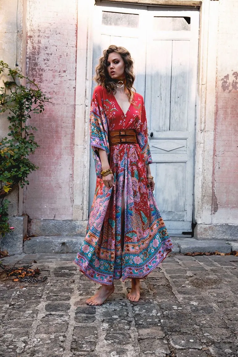 Kimono Style Boho Dress, Bohemian Summer Dress For Women