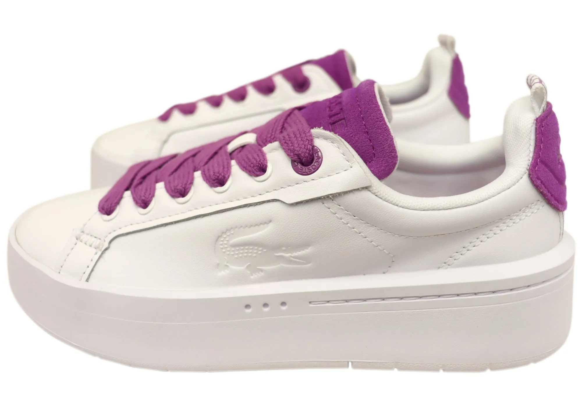 Lacoste Women Leather Lace Up Carnaby Platform Sneakers