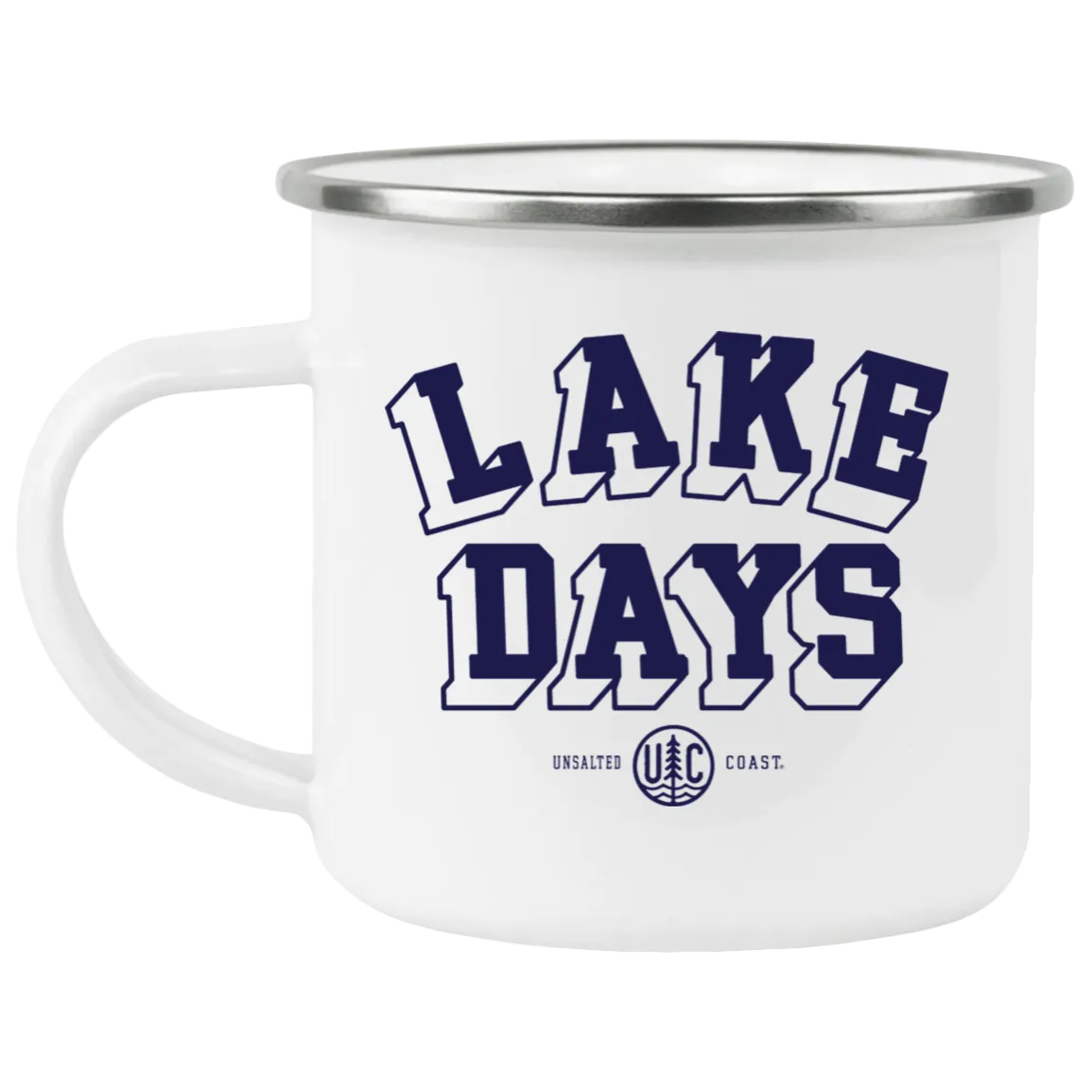 Lake Days Navy  Enamel Camping Mug