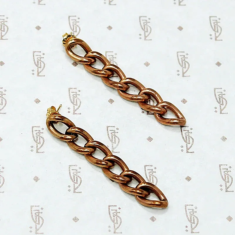 Long Rosy Chain Link Earrings