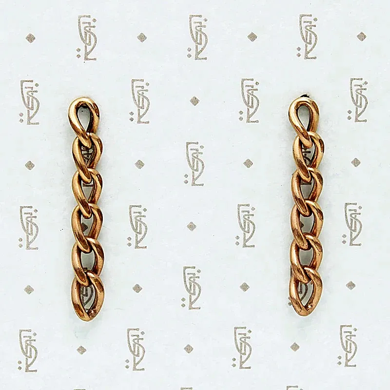 Long Rosy Chain Link Earrings