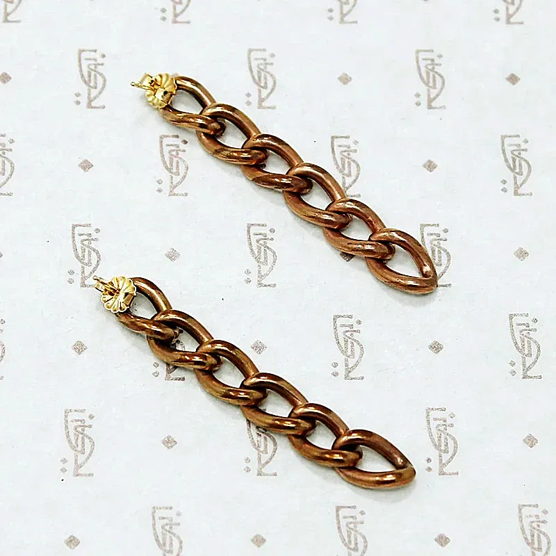 Long Rosy Chain Link Earrings