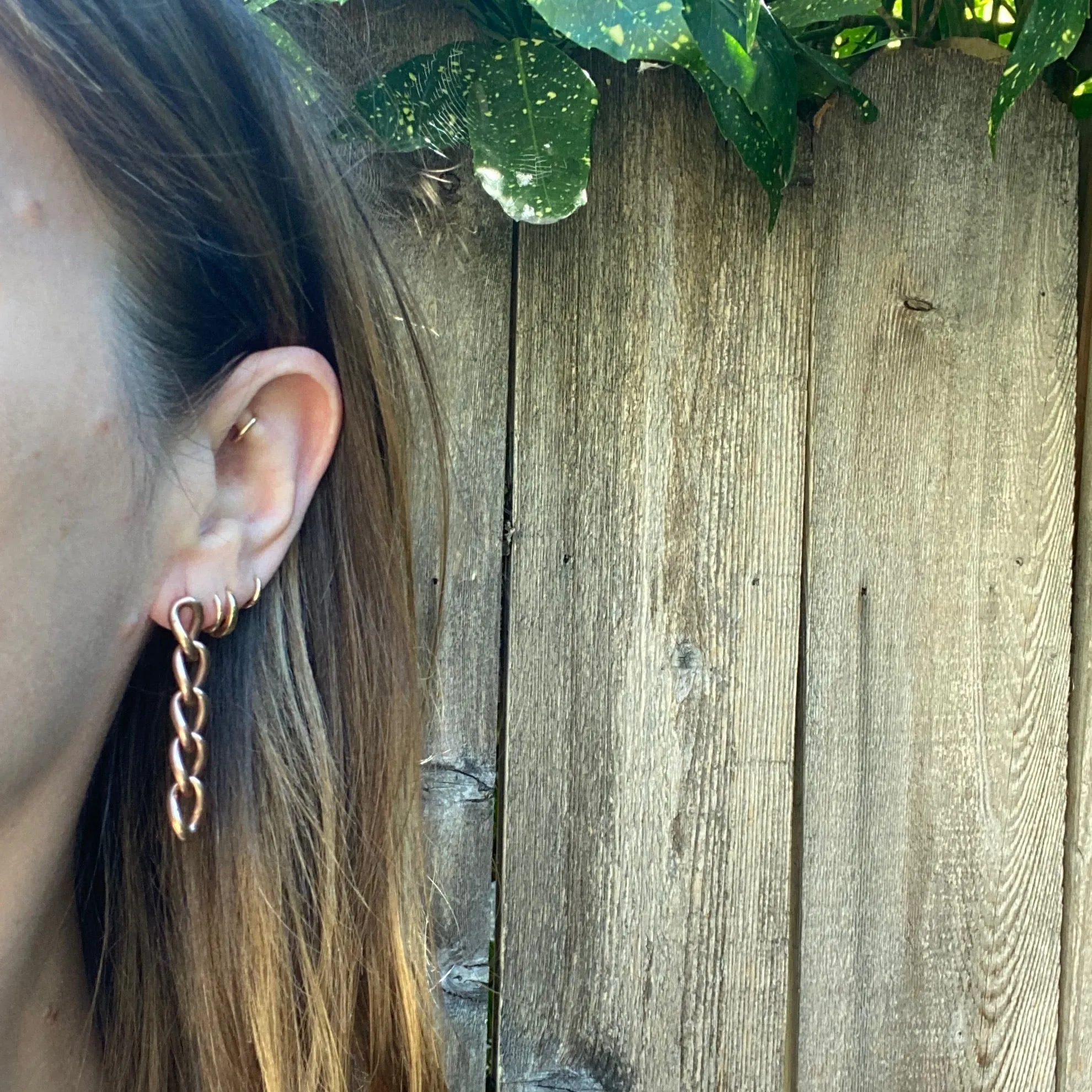 Long Rosy Chain Link Earrings