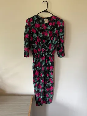 luci fellini vintage dress size 10 rose floral print