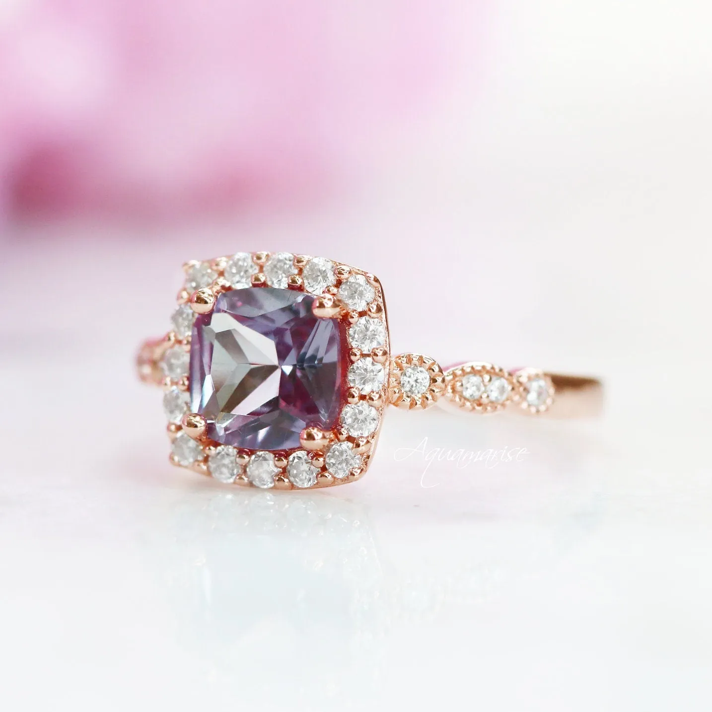 Luxe Alexandrite Ring- 14K Rose Gold Vermeil