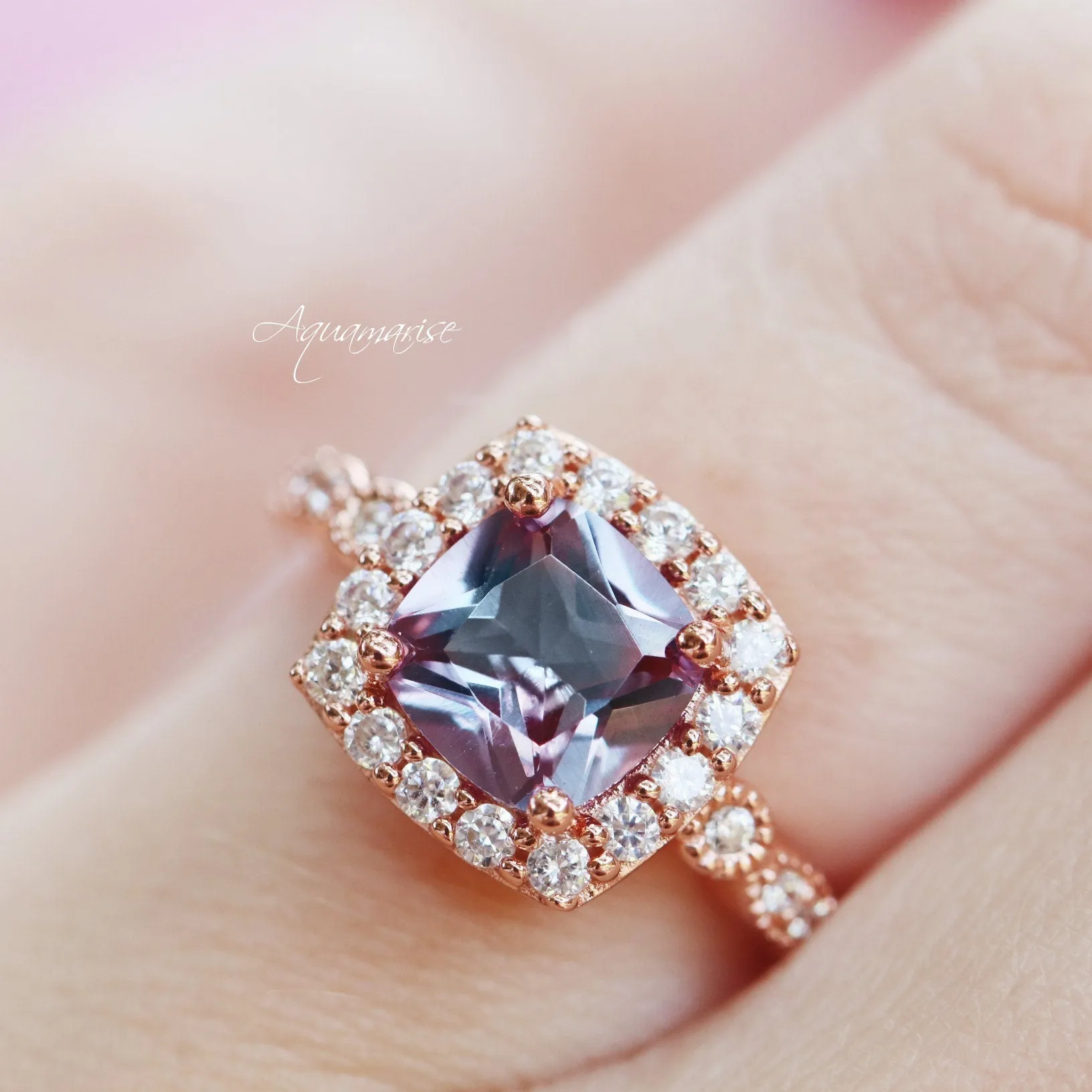 Luxe Alexandrite Ring- 14K Rose Gold Vermeil