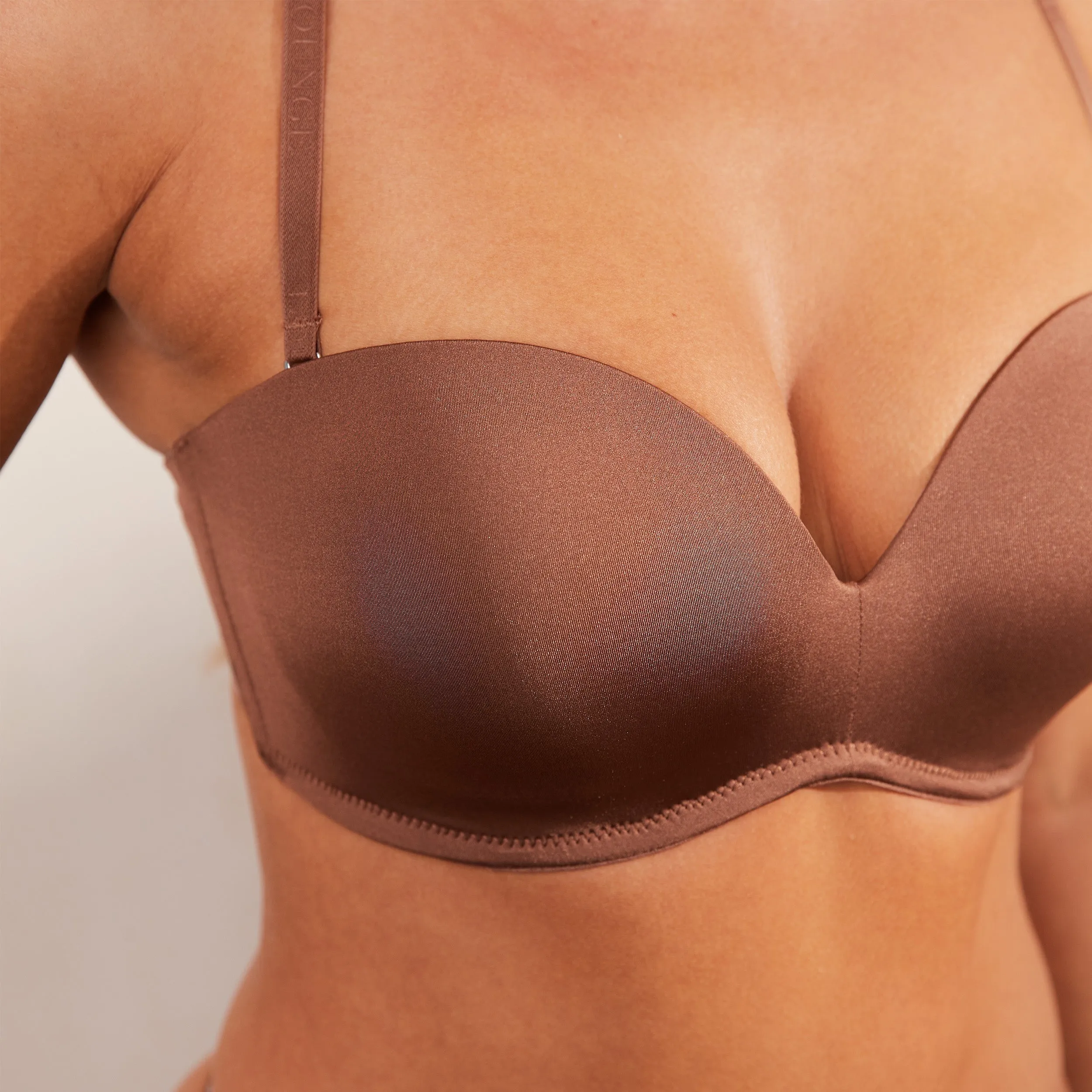 Luxury Strapless T-shirt Bra  - Chestnut