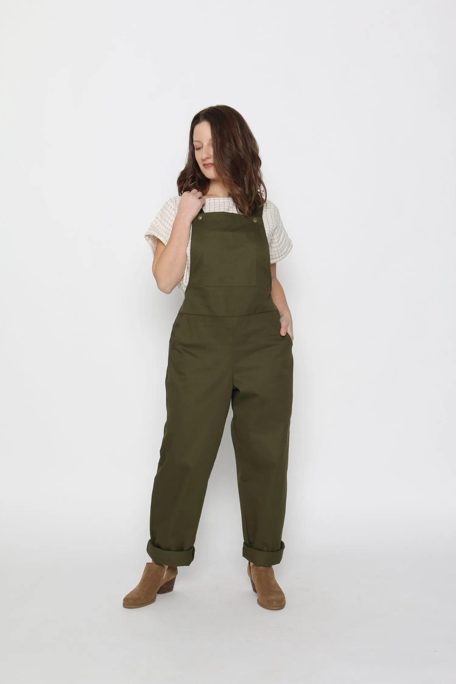 Market Overalls in Green Twill