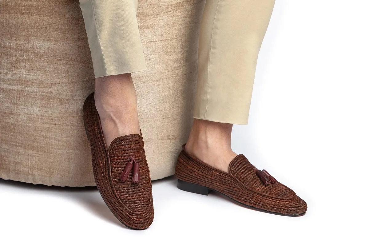 MELILLA RAFIA BROWN LOAFERS