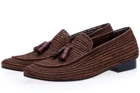 MELILLA RAFIA BROWN LOAFERS