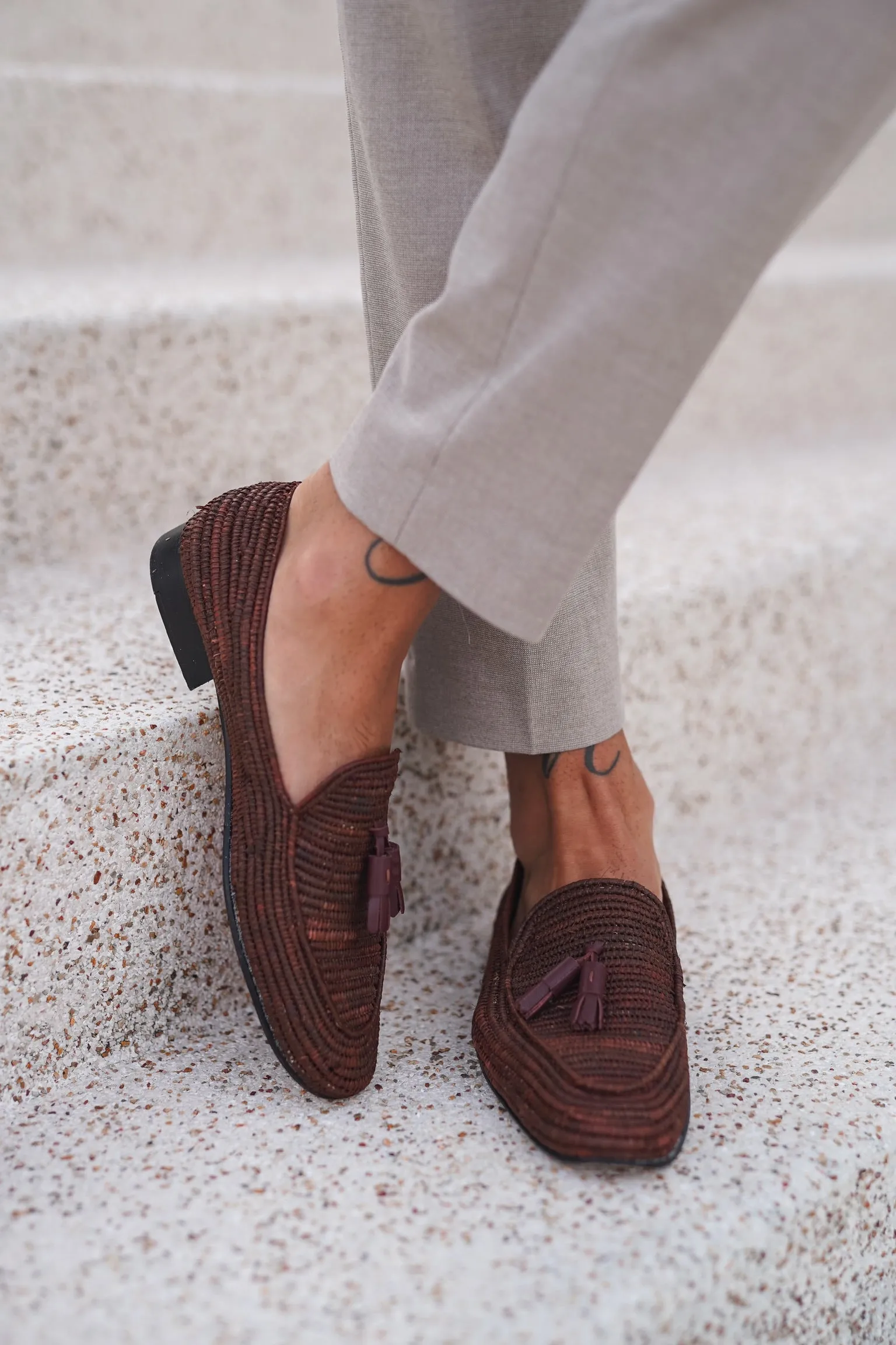 MELILLA RAFIA BROWN LOAFERS