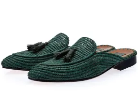 MELILLA RAFIA GREEN MULES