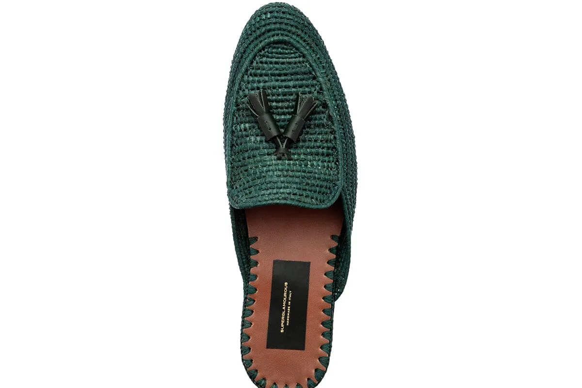 MELILLA RAFIA GREEN MULES