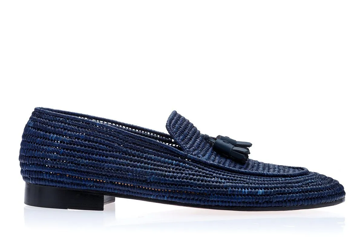 MELILLA RAFIA NAVY LOAFERS